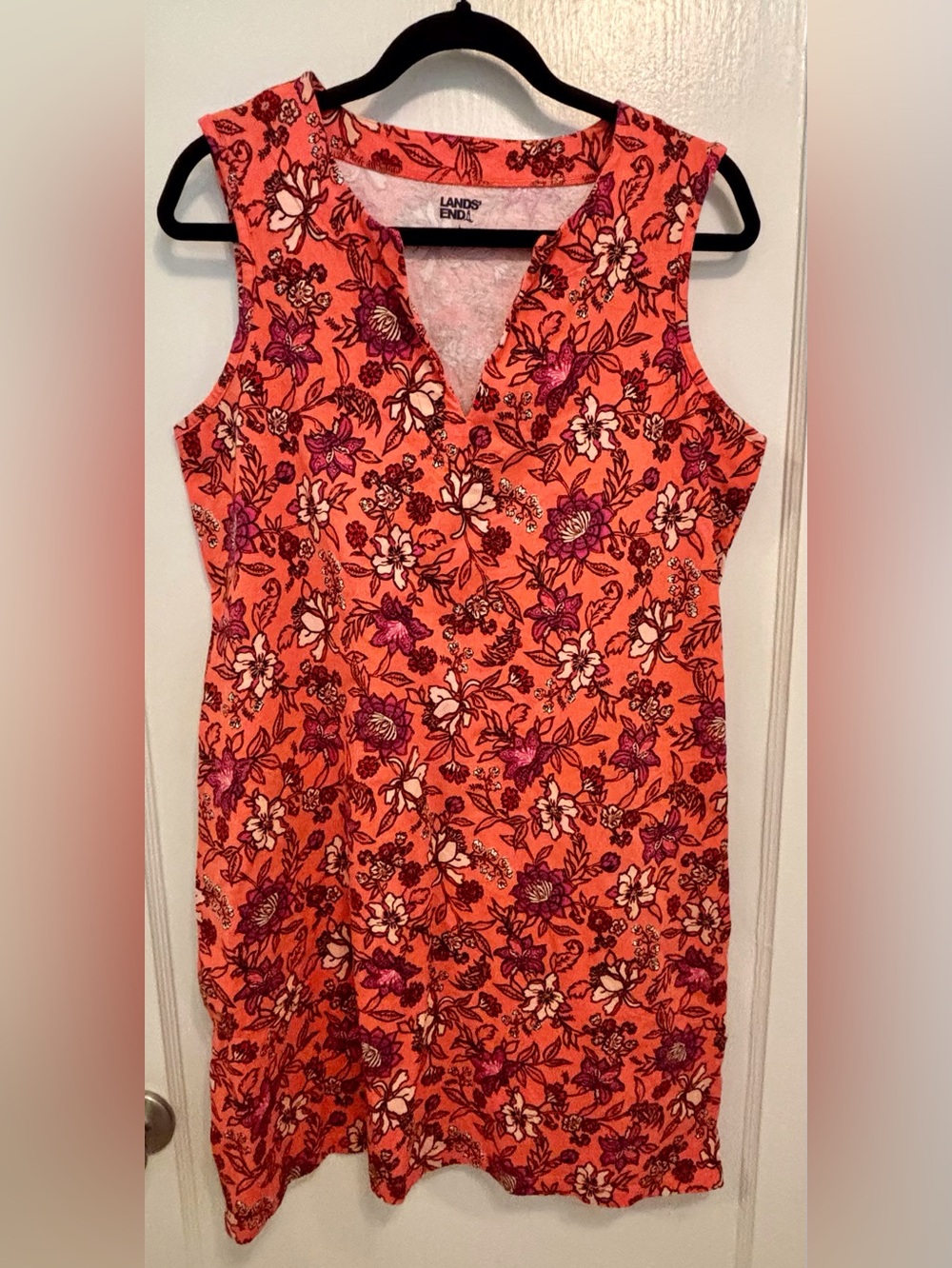 Lands' End Coral Floral Sleeveless V-Neck Camisole